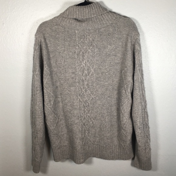 100% cashmere cable knit shawl collar sweater - Picture 2 of 3